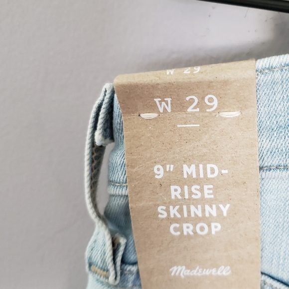 Madewell 9 Mid-Rise Skinny Crop Jeans Coolmax Light Wash SZ 29 - Picture 4 of 5
